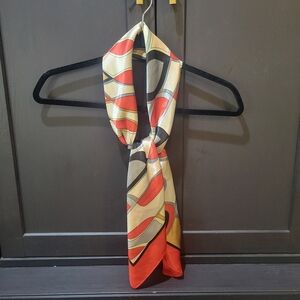 MOSI Women's Silk Red and Cream Scarf